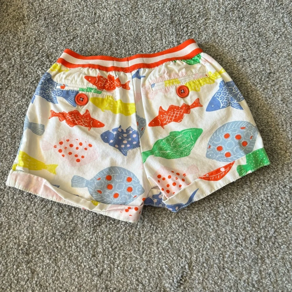 Mini boden shorts girls 4 rainbow fish primary playful summer casual vacation - Picture 4 of 10